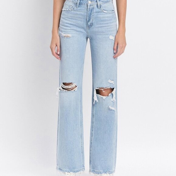 029 - 90'S Vintage Super High Rise Flare Jeans in  Western Promise - Picture 2 of 4